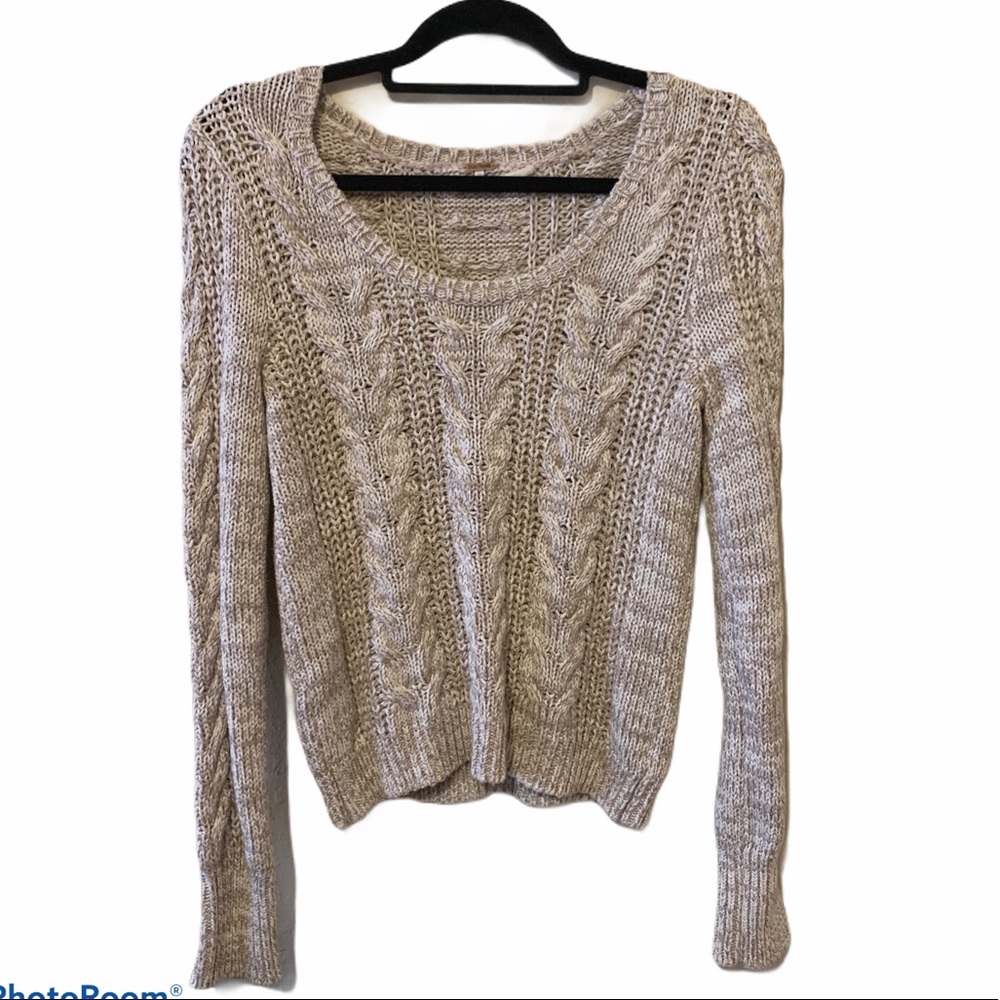 Free People Beige Knit Sweater Sz M